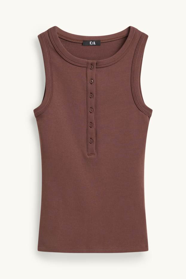 Damen - Top - gerippt - braun