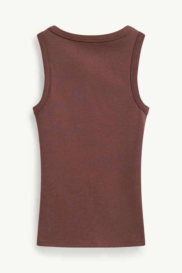 Damen - Top - gerippt - braun