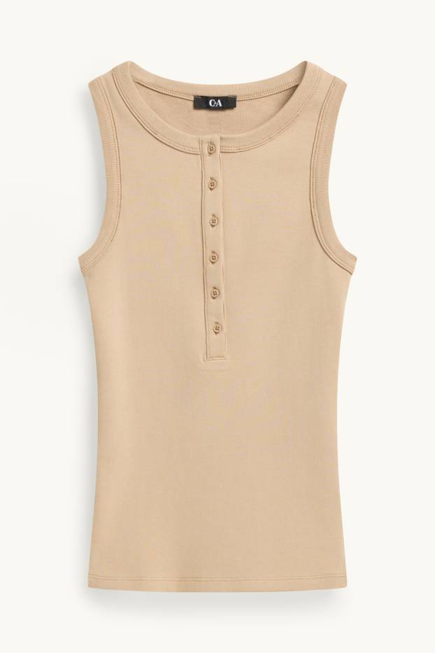 Damen - Top - gerippt - beige