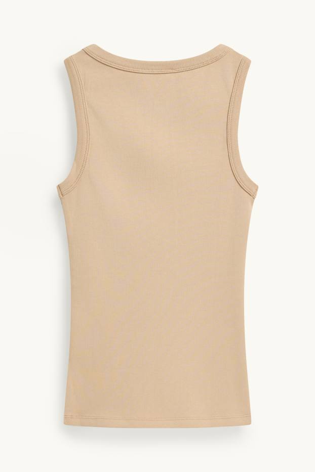 Damen - Top - gerippt - beige