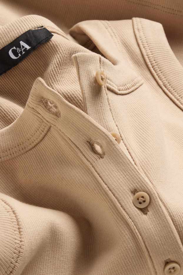 Damen - Top - gerippt - beige