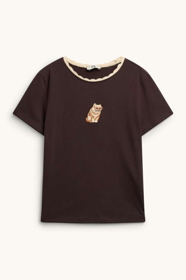 Women - T-shirt - regular fit - brown