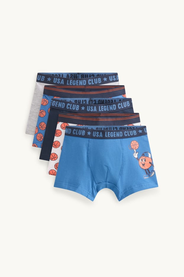 Bambini - Confezione da 5 - pallacanestro - boxer - blu