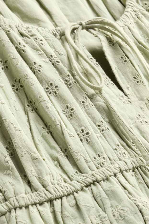 Donna - Vestito - broderie anglaise - verde chiaro