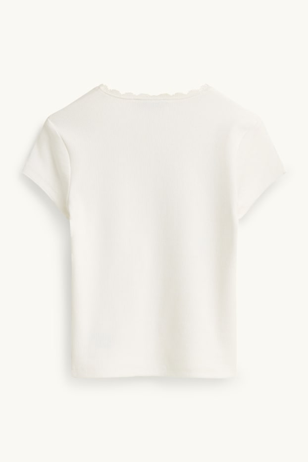Kinder Mädchen - Kurzarmshirt - gerippt - weiß