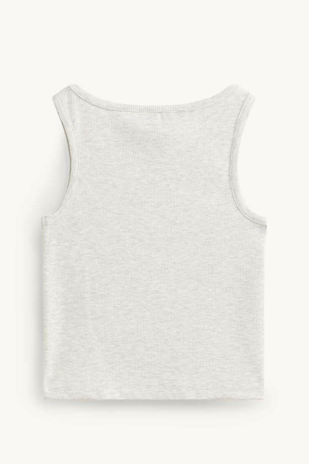 Děti - dívky - Hvězda - top se štrasovými kamínky - žebrovaný - světle šedá