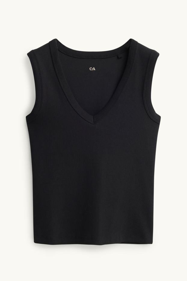 Women - Top - ribbed - black
