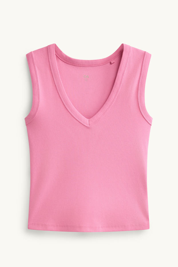 Damen - Top - gerippt - pink