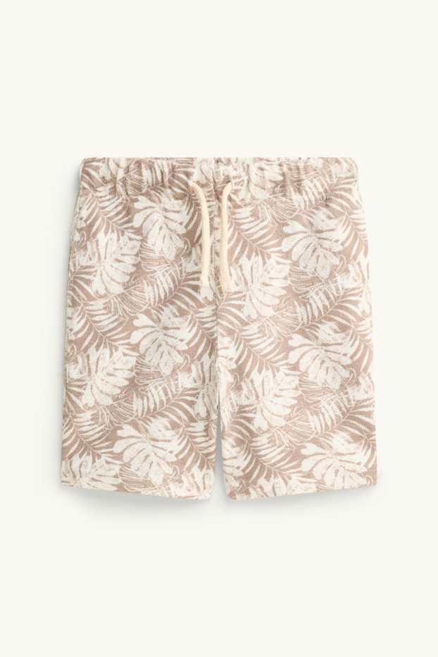 Children Boys - Sweat shorts - patterned - light brown
