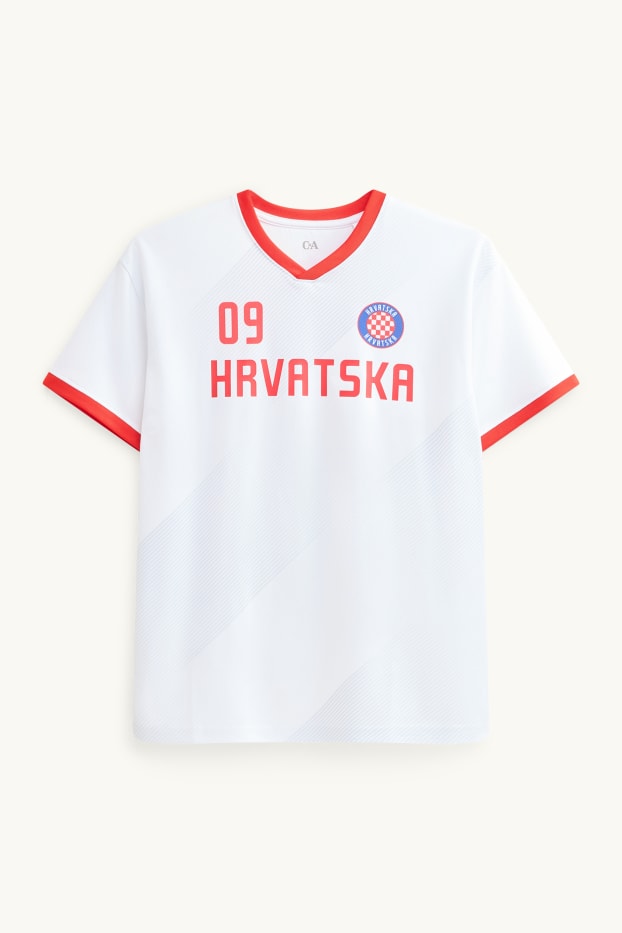 Children Boys - Croatia - short sleeve T-shirt - white / red