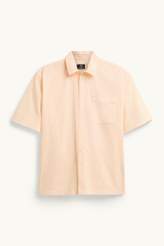 Hommes - Chemise - relaxed fit - col kent - orange