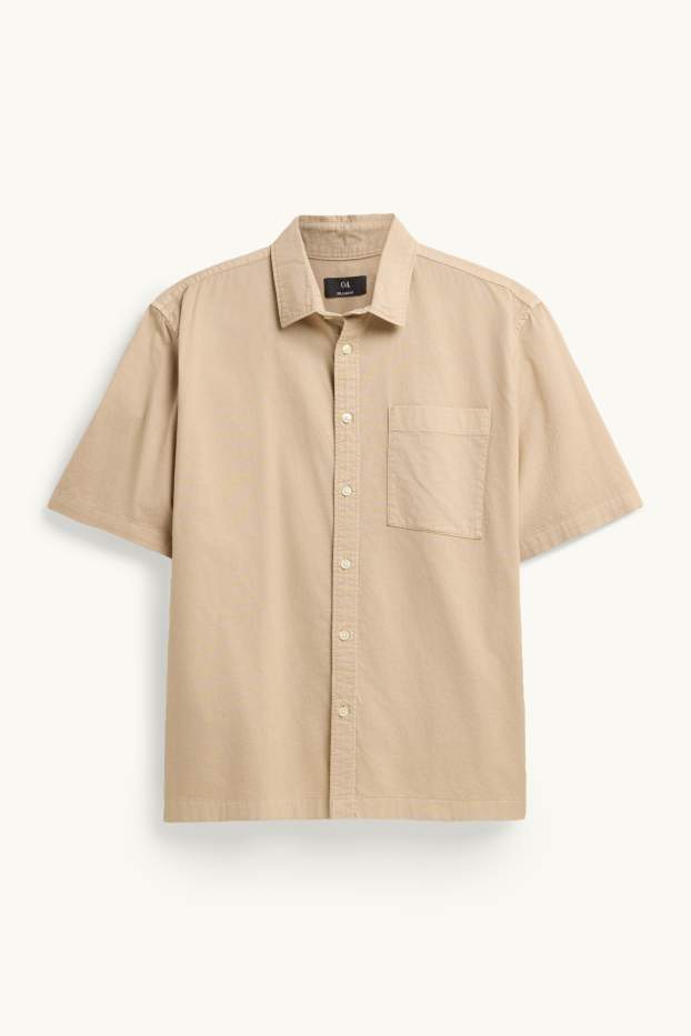Hommes - Chemise - relaxed fit - col kent - beige