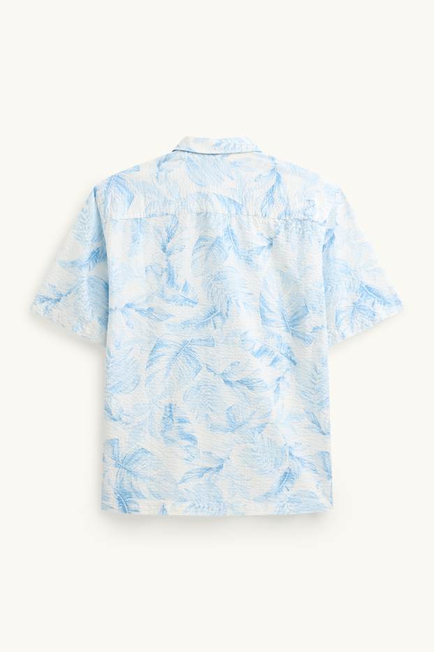 Pánské - Košile - regular fit - kent - se vzorem - bílá / světle modrá