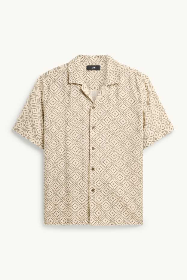 Herren - Hemd - Regular Fit - Reverskragen - gemustert - beige