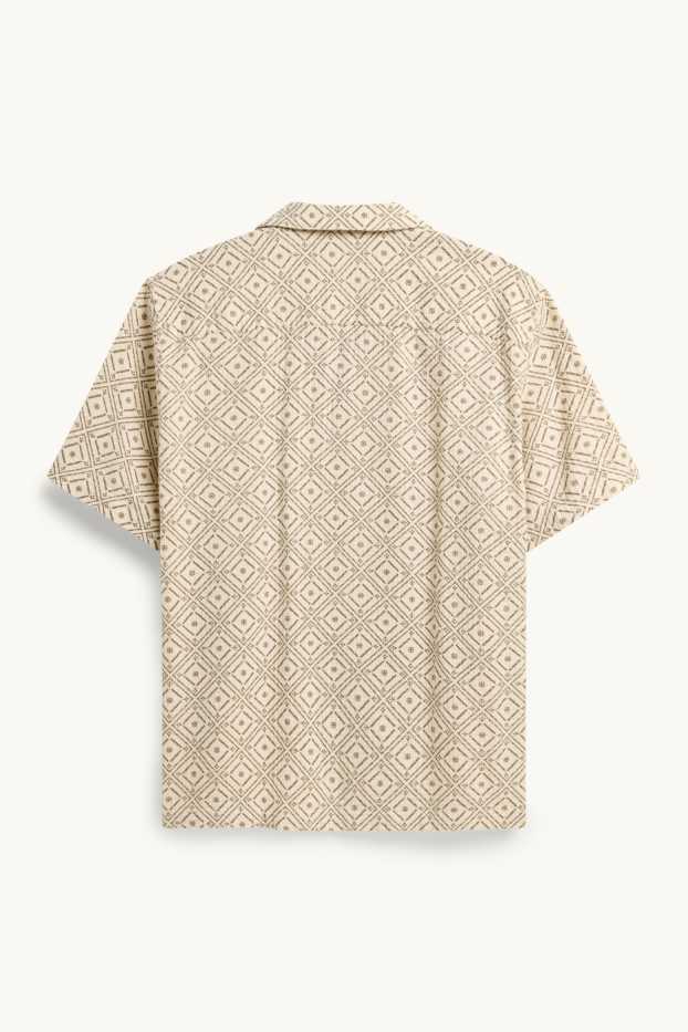 Herren - Hemd - Regular Fit - Reverskragen - gemustert - beige