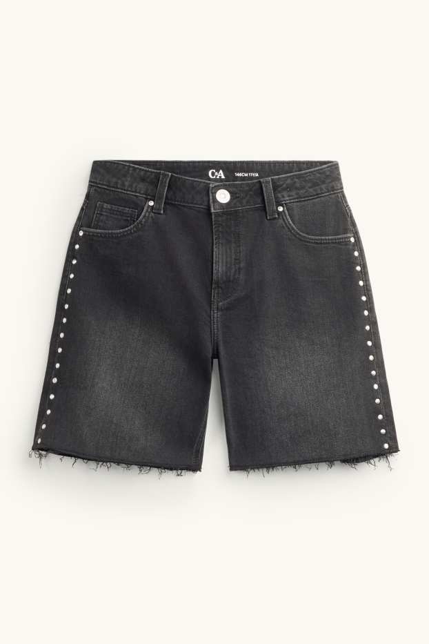 Children Girls - Denim shorts - black