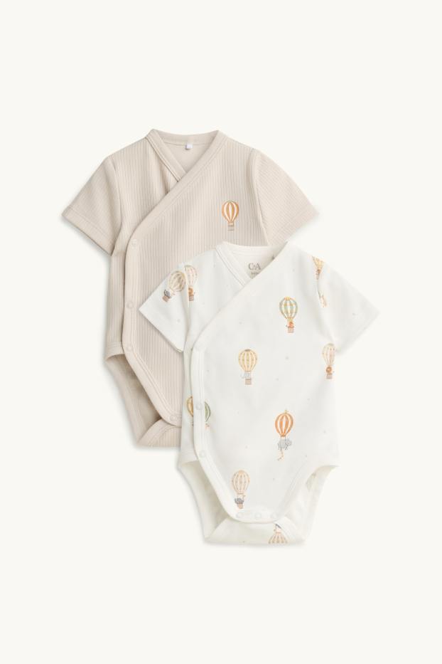 Unisex - Set van 2 - luchtballon - rompertje - beige