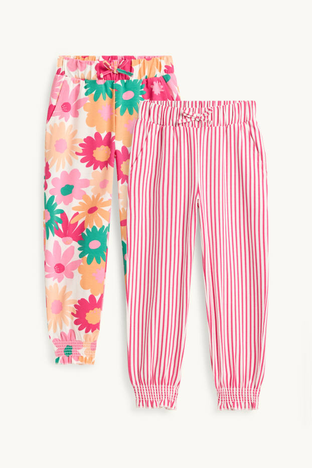 Nena - Paquet de 2 - flors - pantalons de tela - blanc/vermell