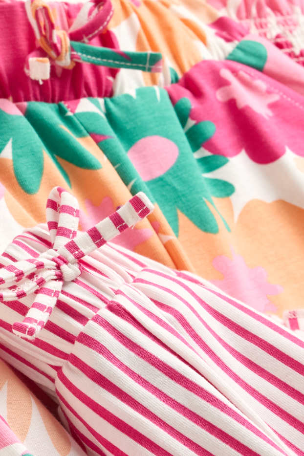 Nena - Paquet de 2 - flors - pantalons de tela - blanc/vermell