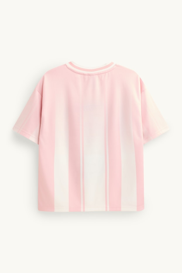 Nena - Cinnamoroll - samarreta de màniga curta - de ratlles - blanc/rosa