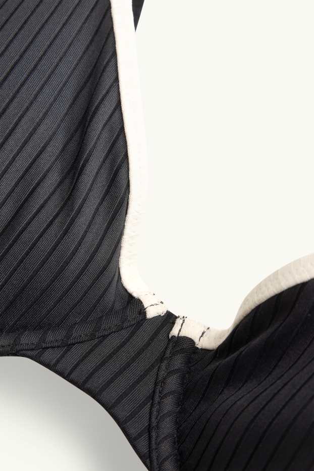 Women - Underwire bikini top - ribbed - black