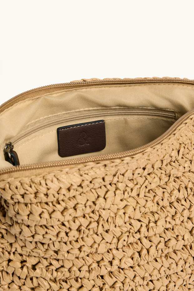 Femmes - Sac à bandoulière en paille - beige