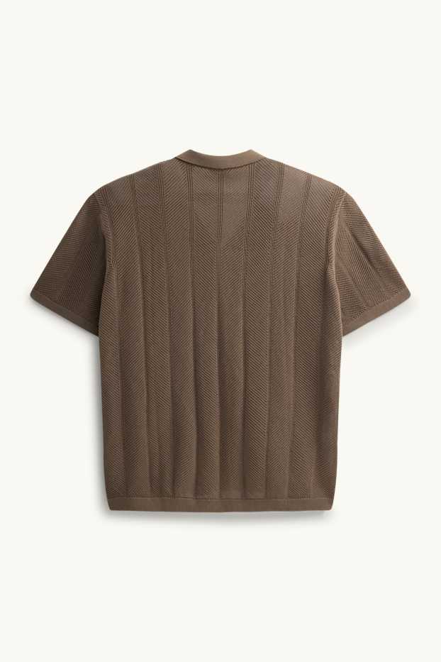 Herren - Strick-Hemd - Regular Fit - Reverskragen - stukturiert - braun