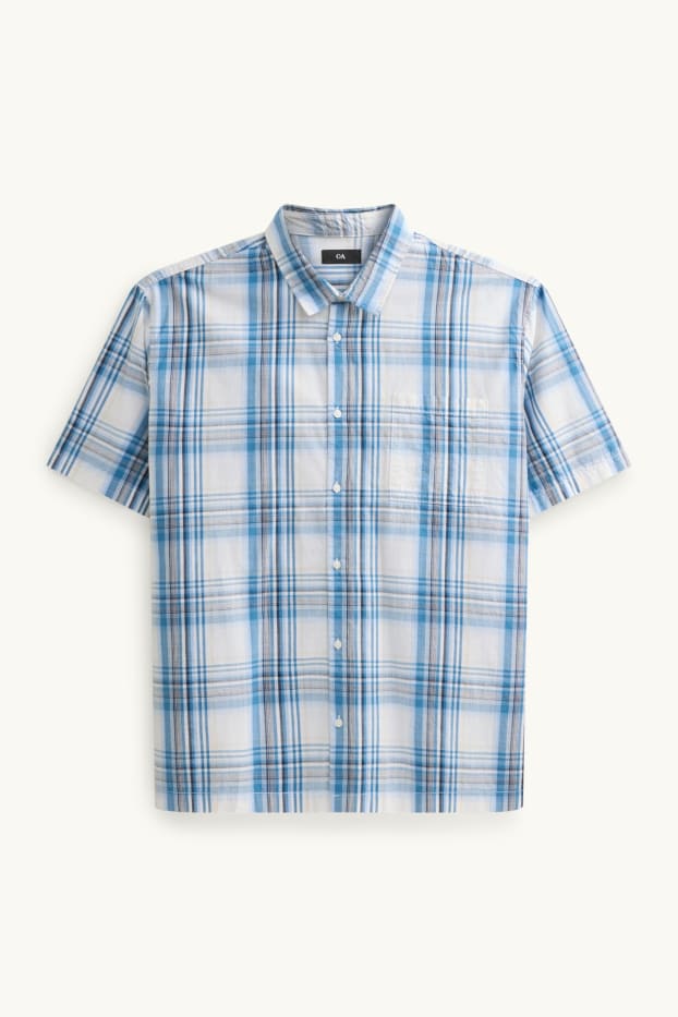 Hommes - Chemise - regular fit - col kent - à carreaux - bleu
