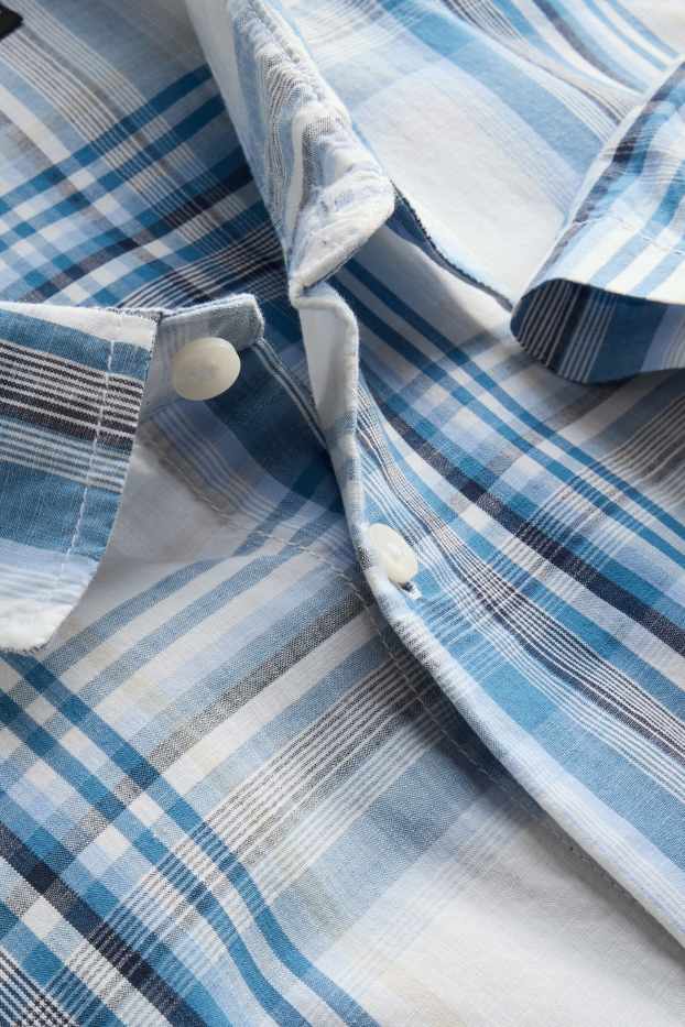 Hommes - Chemise - regular fit - col kent - à carreaux - bleu
