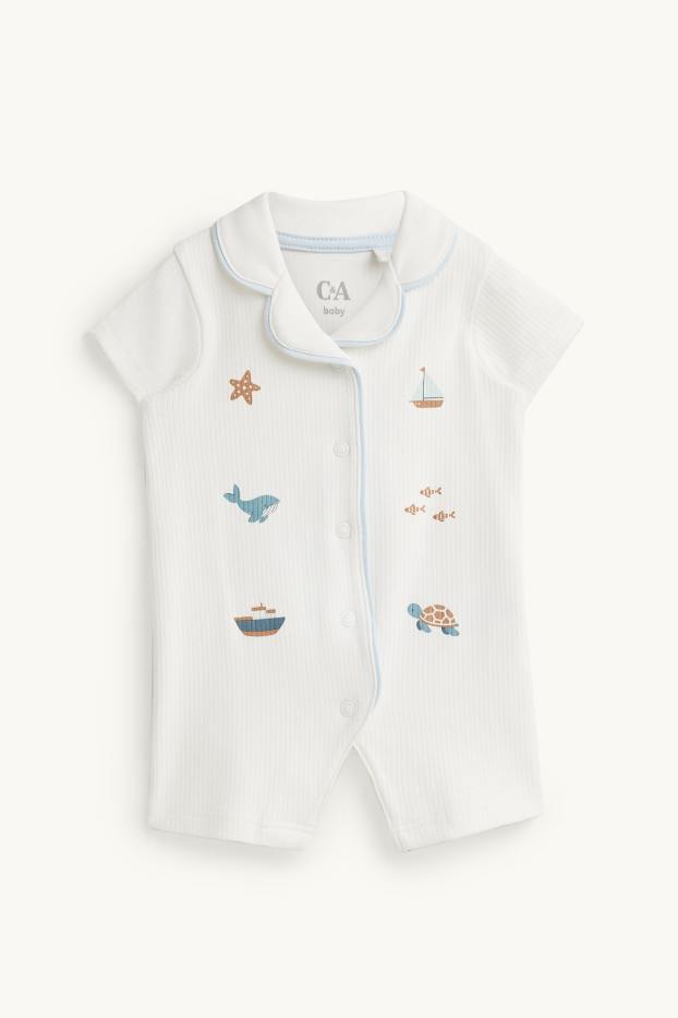 Baby Boys - Sea - baby sleepsuit - ribbed - white