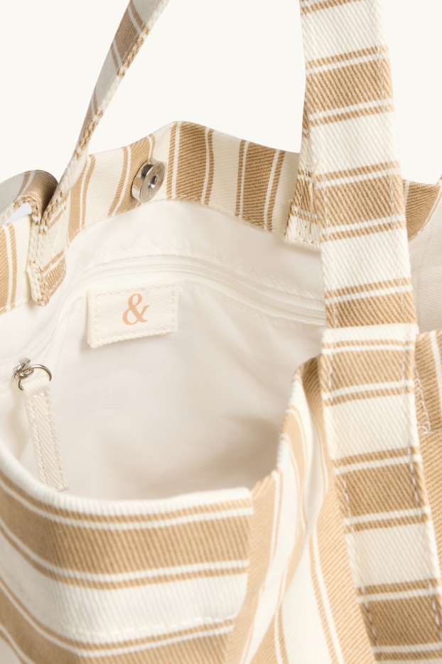 Donna - Shopper grande - a righe - beige