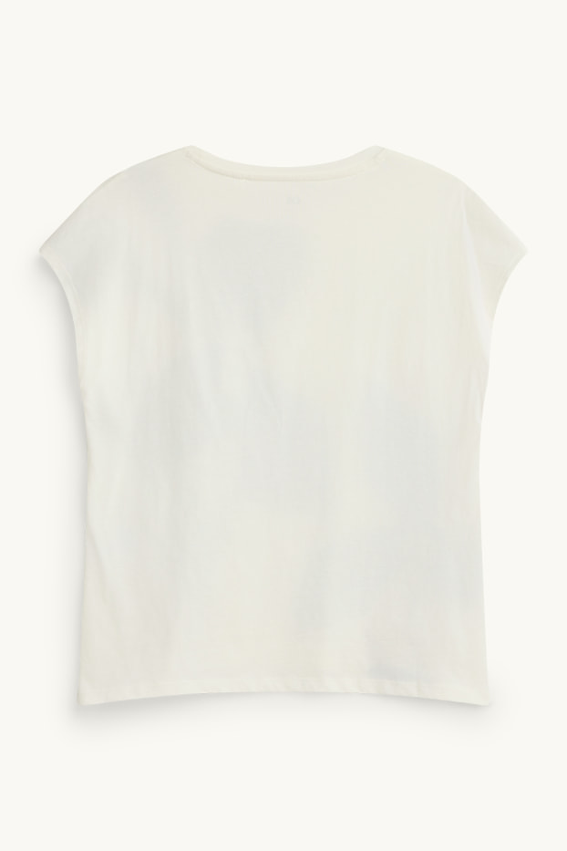 Donna - T-shirt - regular fit - a fiori - bianco crema