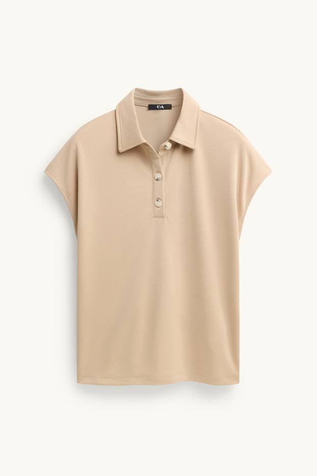 Women - Polo shirt - regular fit - light beige