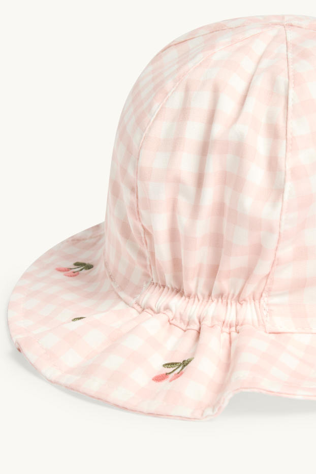 Bébés filles - Cerise - bob pour bébé - à carreaux - blanc / rose