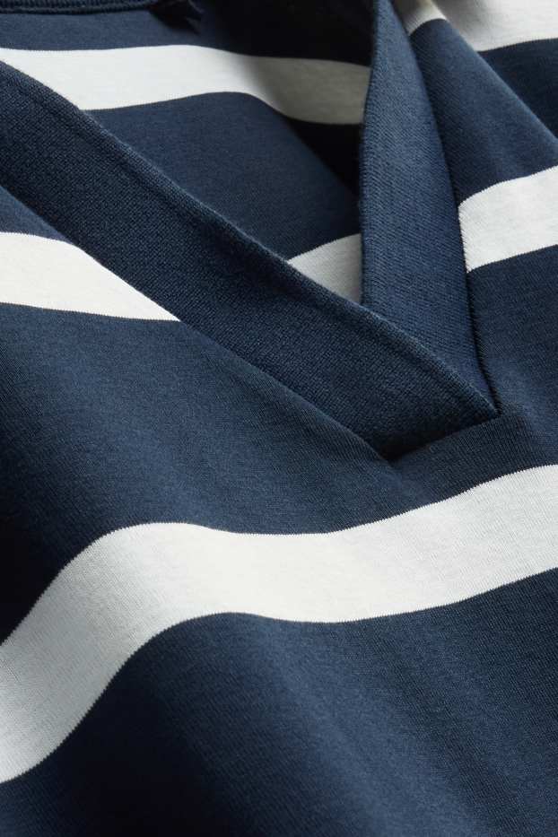 Dona - Samarreta de màniga curta - slim fit - acanalada - de ratlles - blau/blanc