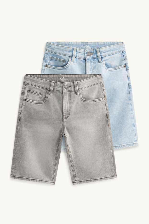 Kinder Buben - Multipack 2er - Jeans-Bermudas - helljeansgrau