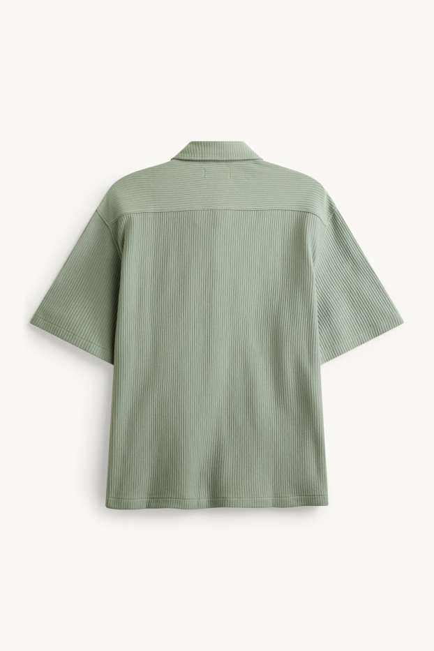 Hommes - Chemise - relaxed fit - col kent - côtelée - vert