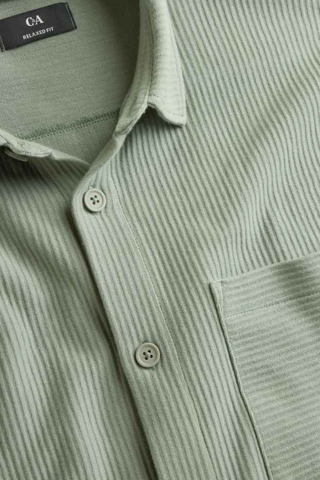 Hommes - Chemise - relaxed fit - col kent - côtelée - vert