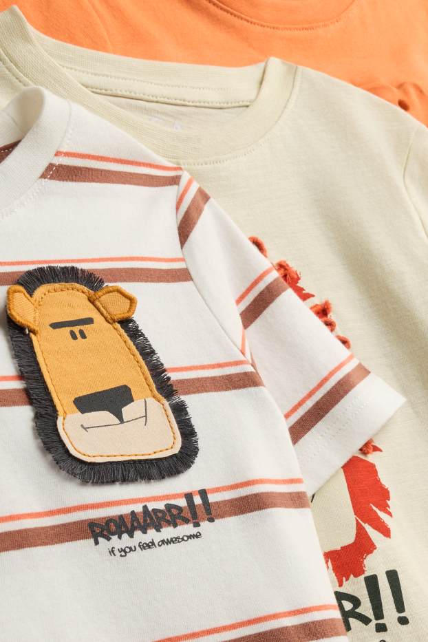 Bambini - Confezione da 3 - animali selvatici - maglia a maniche corte - bianco / arancione