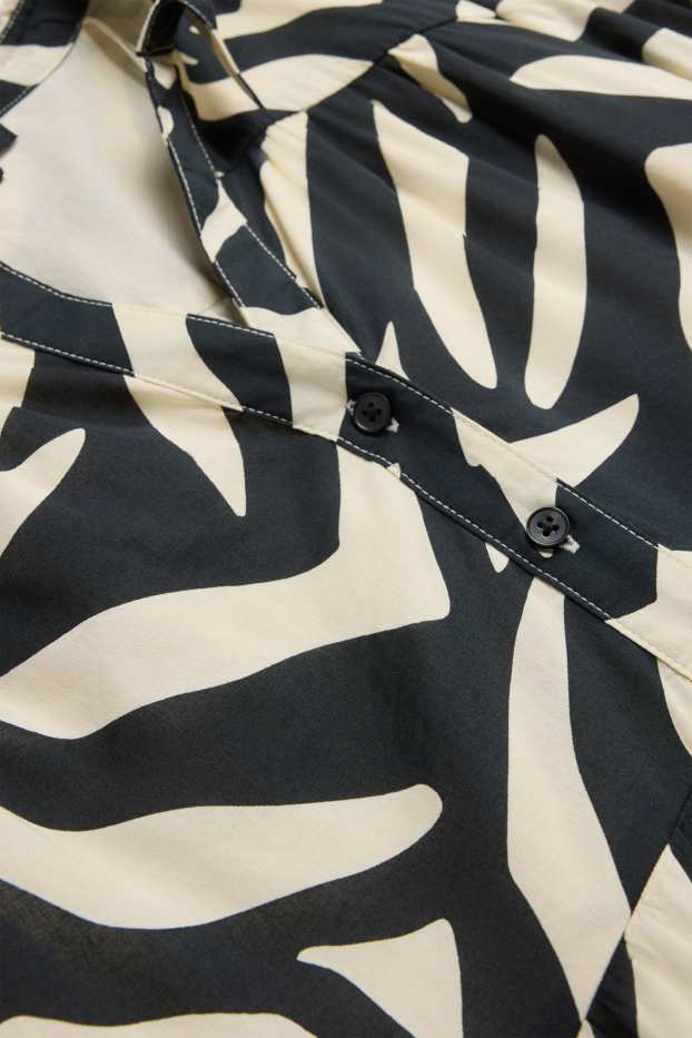 Damen - A-Linien Kleid - gemustert - weiß / schwarz