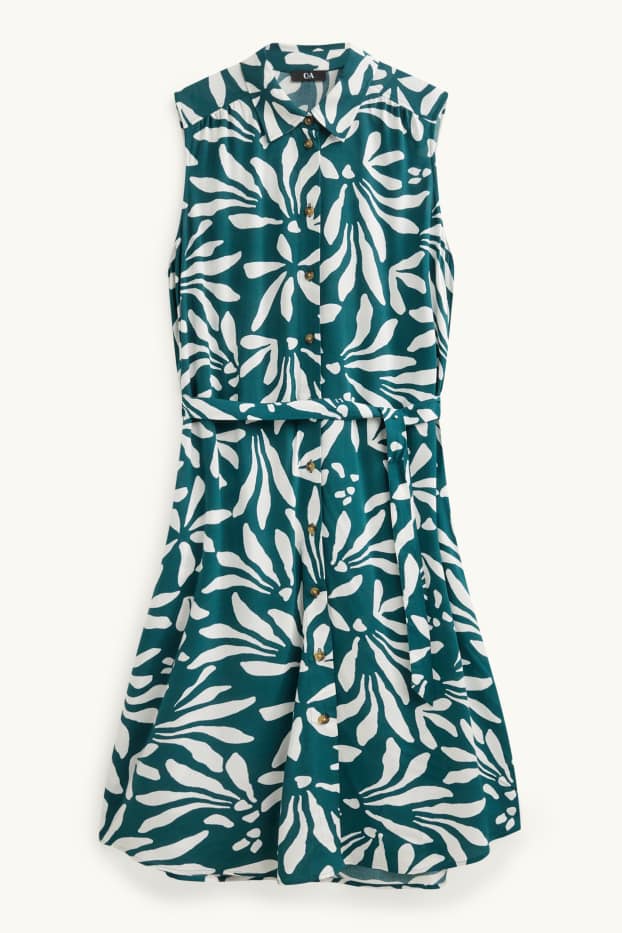 Mujer - Vestido de viscosa - de flores - blanco / verde