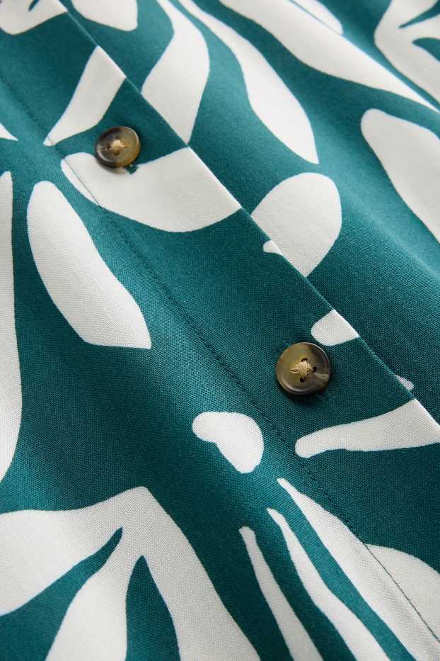 Mujer - Vestido de viscosa - de flores - blanco / verde