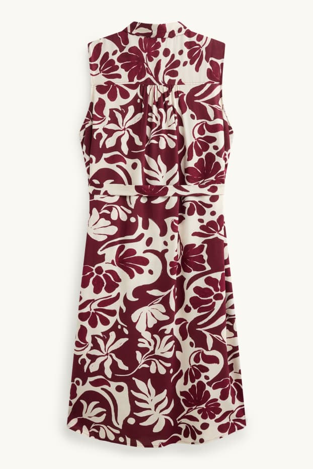 Donna - Vestito di viscosa - a fiori - bianco / rosso