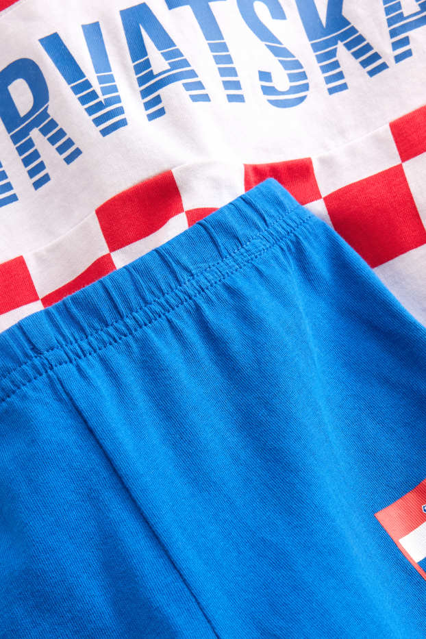 Kinder Buben - Kroatien - Shorty Pyjama - 2 teilig - rot / blau