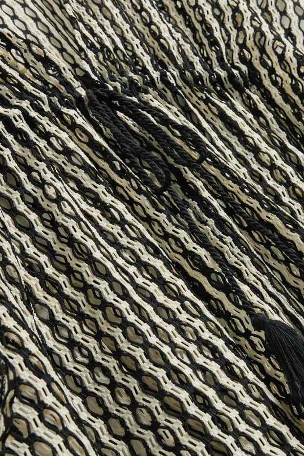 Damen - Kaftan - gestreift - weiss / schwarz