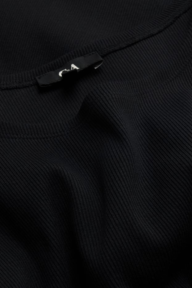 Dames - Bodycon-jurk - fijn geribd - zwart