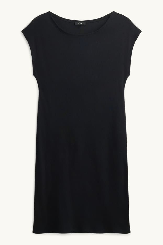 Dames - Bodycon-jurk - fijn geribd - zwart