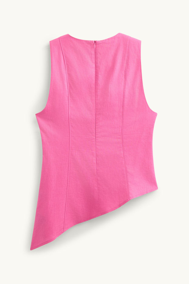 Damen - Blusentop - Leinen-Mix - rosa
