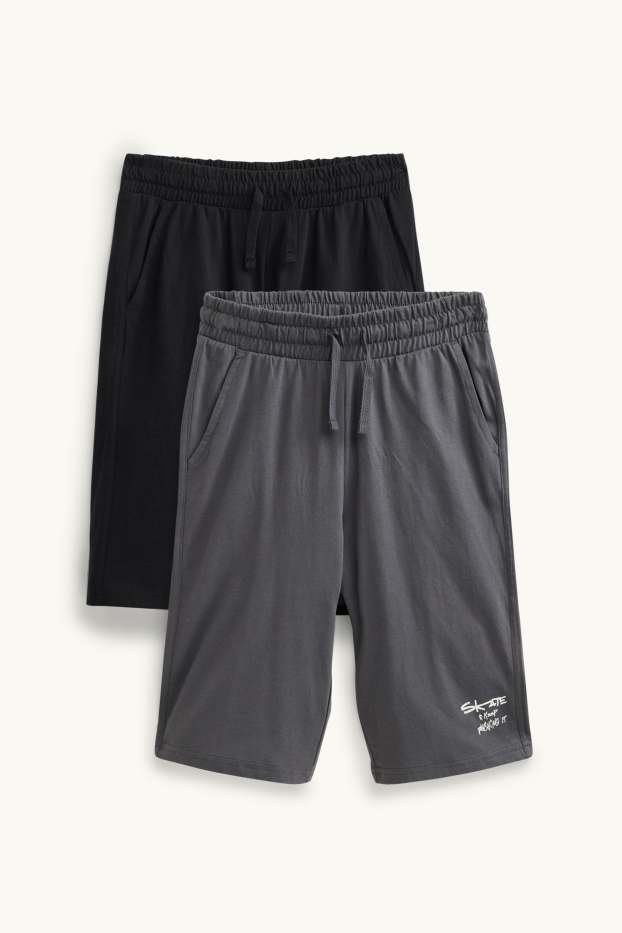 Enfants garçons - Lot de 2 - shorts en molleton - noir / gris