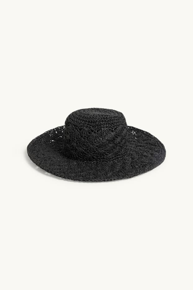 Femmes - Chapeau de paille - noir